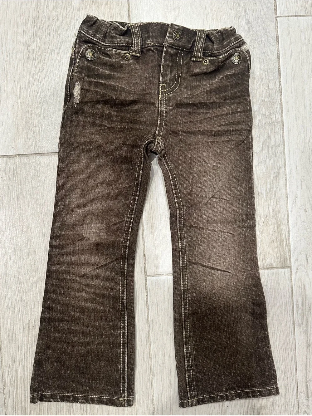 Ralph Lauren Girls 3T Distressed Brown Denim Blazer Jacket + Flare Jeans